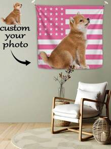 1pc Customizable Personalized Tapestry With Photos And Text, For Birthday, Wedding, Halloween, Christmas, Party, Father's/Mother's Day, Home Decor, Bedroom Aesthetics, Wall Art Lightweight Custom For Graduation, For Weddings, For Housewarming Tea Room, Bedroom, Living Room, Custom Tapestry, Custom Flags For Anniversaries, For Graduation, For Housewarming, For Weddings, For Birthdays Sofa, Bed, Car, Tea Room, Bedroom, Living Room Back To School