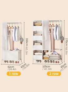 Portable Wardrobe Closet Organizer, Multi-Tier Clothes Storage Rack With Metal Frame And Plastic Shelves, Easy Assemble Movable Bedroom Armoire, Suitable For Living Room, Bedroom, Study, Office, Holiday Gift, Children Gift