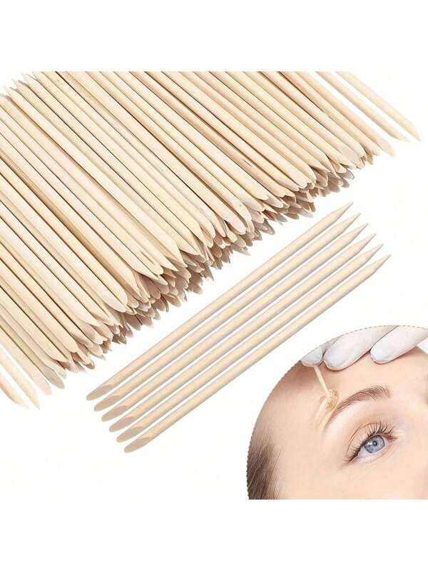 100/300/500Pack Nail Art Wood Stick, Double Heads Nail Cuticle Pusher Remover Manicure Pedicure Tool