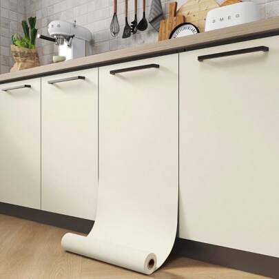 1 Roll Of Matte Beige Contact Paper Beige Peeling And Sticking Wallpaper Thick Waterproof Decoration Self-Adhesive Vinyl Film Packaging Contact Paper Cabinet Countertop Wall Table Home Decoration Room Decor Wall Decor Bathroom Bathroom Decor Wall Paper Wallpapers Kitchen Kitchen Decor