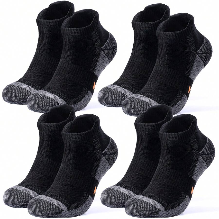 2 Pairs Merino Wool Ankle Running Socks Compression Support Breathable Thick Cushion No Show Socks For Women Men - Black - View 1
