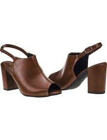 Sandália Salto Alto Bloco Grosso Ankle Boots Shekinah Confortável Moda - Caramelo - Visão 5