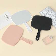 1pc Handheld Makeup Mirror, Multi-Function Portable Hanging Solid Color High Definition Beauty Cosmetic Mirror Home Decor Back To School Room Decor School Supplies