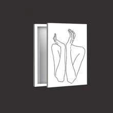 3pcs Modern Abstract And Sexy Female Facial Lines, Wall Arts, Canvas Printing Posters, Optional Frame Hanging Paintings, Living Room Or Student Dormitory Decoration ,Wall Art With Frame