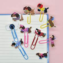 4pcs/6pcs/10pcs Cartoon Sausage Dog Series Cute PVC Soft Gel Bookmark Clips, Creative Decoration & Storage Clips, Random Delivery,Back To School - Multicolor - View 1