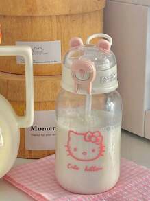 Sanrio 1Pc Hello Kitty Transparent Straw Cup Anime Kawaii Summer Water Cup Gifts (Some Parts May Be Random)