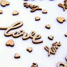 1/2 Packs, 100pcs/200pcs Wooden Love Confetti And Hearts Mixed Natural Rustic Wedding Table Decorations DIY Cutouts Crafts