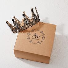 Black Baroque Crowns For Women Halloween Queen Crown Gothic Tiara Crystal Crown For Women, Princess Tiara Vintage Tiara For Halloween Costume Party Prom Cosplay - 黑色 - 查看 9