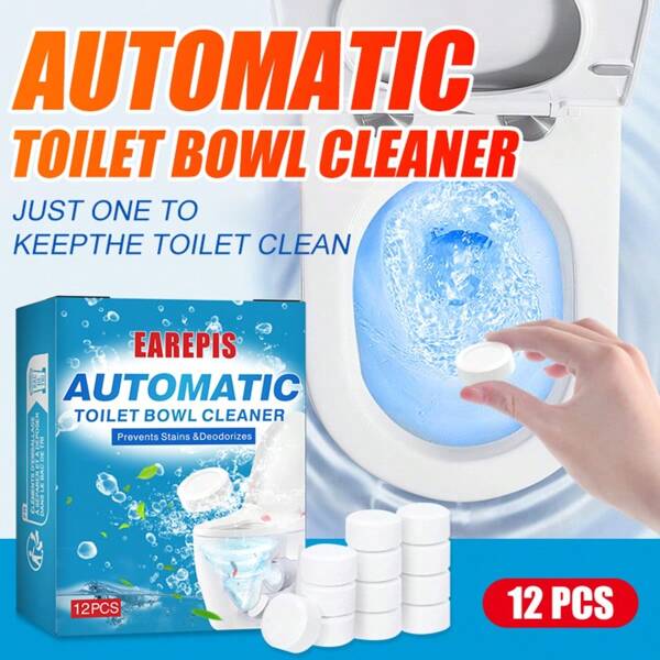 12pcs Toilet Cleaning Effervescent Tablets, Powerful Cleaner For Bathroom Toilet Odor, Stubborn Urine Stains And Dirt