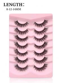 NAIJEMA 7 对透明茎 3D 蓬松猫眼假睫毛，柔软卷曲，睫毛延长，睫毛引人注目，可重复使用，适合日常化妆和舞台表演（KZ07） - 黑色 - 查看 5