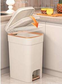 Basurero con pedal moderno con tapa, de gran capacidad, a prueba de olores, bolsa de basura sellada, apta para cocina, sala de estar, dormitorio - Papelera rectangular de plástico de moda, decoración dorada, solución para basurero de cocina | Basurero de moda | Estructura de plástico, basurero para sala de estar