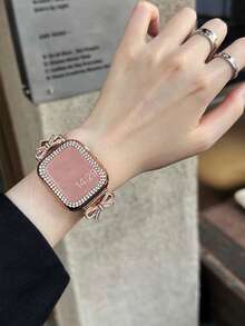 2-teiliges Damen-Uhrenarmband + Uhrengehäuse-Kombi-Set, roségoldfarbenes Schmetterlings-Strass-Lederarmband + funkelndes Kristall-PC-Gehäuse, kompatibel mit Apple Watch 38/40/41/42 (S10)/44/45/49/46 mm, Lässig armband und Schutzhülle, passend für Series S10/Ultra Se/9/8/7/6/5/4/3/2/1, weiches und bequemes Leder mit Schleifendesign, Damen-Uhrenzubehör, Apple Watchband