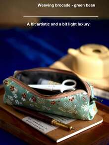 1pc Chinese Style Embroidered Pencil Case, High-Quality Stationery Box, Large Capacity, Elegant Gift For Students , Back To School Gifts - Multicolor - View 8