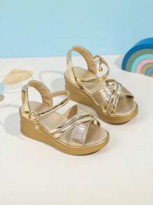 1 Pair Summer Wedge Sandals, Fashionable Soft Bottom Outdoor Open Toe Strap Non-Slip Thick Sole Versatile Sandals