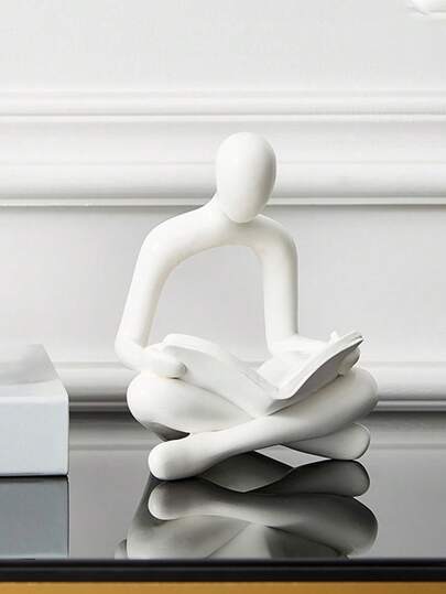 1pc Abstract Figure Reading Statue Resin Sculpture, Suitable For Office Decor, Graduation Decor, Bedroom Decor, Birthday Gift, Room Decor, Teacher Gift, Mother's Day Gift