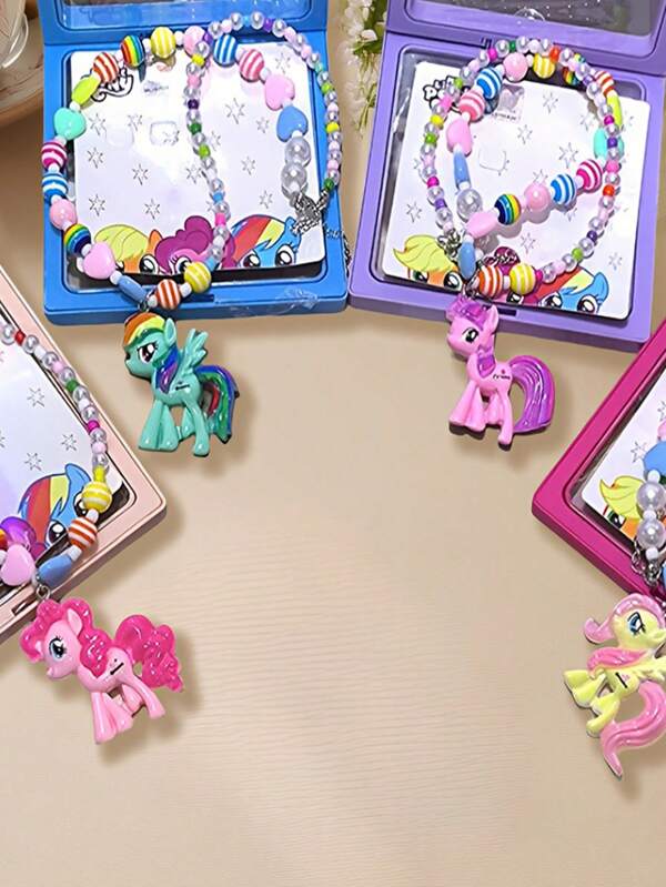 MY LITTLE PONY 1 pieza Colgante de collar con personajes de My Little Pony Twilight Sparkle, Rainbow Dash, Pinkie Pie, joyería versátil y dulce, adecuada como regalo para amigos, cumpleaños, fiestas, festivales, para usar durante todo el año