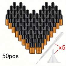 50/20/10/1 Mini Glass Dropper Bottle, Small Sample Bottle With Cover, Travel Essential Oil, Cosmetics Liquid Sample, Perfume (Amber, 2ml) Small Sample Bottle, With 1 Funnel+1 Straw - Brown - View 7
