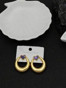 A Pair Of Popular Wheat Ear C-Shaped Stainless Steel Earrings Suitable For Ladies To Wear To The Party.