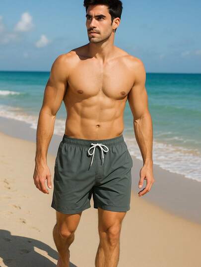 MEN'S SHORTS Tropical Print Drawstring