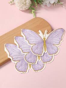 20pcs Purple Butterfly Disposable Paper Napkins, Butterfly Shaped Disposable Tableware, Suitable For Birthday Party Decoration, Baby Shower, Holiday Party Supplies, Napkin Decor, Festival Supplies - Purple - View 6