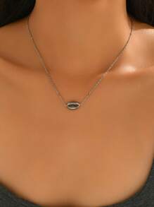 1pc Minimalist Stainless Steel Shell Necklace For Women, Versatile Beach Resort Style