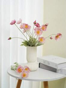 1 Stück künstliche Mohnblume mit 3 Blüten und 1 Knospe, 58CM lange nicht verblassende Kunststoffpflanze künstliche Blumenstrauß, einfacher und moderner Stil, kann gebogen werden um Formen zu gestalten - für DIY, Heimdekoration und Vasen Blumenarrangements, Hochzeit, Party