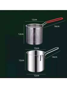 1pc Stainless Steel Deep Fry Pan With Filtering Rack, Great For Crispy Potato Chips, French Fries, Chicken - Essential Kitchen Gadget For Home Cooking - A Trusty Companion For Foodies And Home Chefs - Multi-specification Fryers - View 12