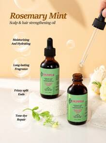 PAORPEVM 1/2PCS Rosemary Mint Hair Oil, Scalp And Hair Strengthening Oil Suitable For All Hair Types, Moisturizes Dry And Damaged Hair To Make Hair Smooth And Shiny, Two Styles Shipped Randomly