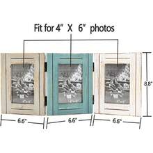 Triple Hinged 3 Picture Frame 4X6 Distressed Wooden Photo Frame For Tabletop Display Picture College Frame Holiday Christmas Home Decor - Trifold 4X6 - View 2