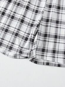 3 Piece Set Men's Lightweight Short Sleeve Pajama Set, Shorts + Short Sleeve Pants + Short Sleeve Top, Summer Plaid Home Wear - Light Grey - View 6