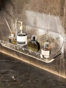 1 pieza Estante de almacenamiento para baño, estante de pared para artículos de tocador sin perforación para colgar en el baño