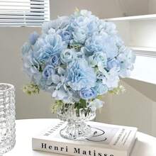 1PC Artificial Roses Flowers Bouquet Silk Hydrangea Wedding Decoration, Home, Dining Room, Bedroom, Vase Decoration, Holiday Birthday Party Accessories, Wedding Scene Scenery Decoration, Flowers, Valentine's Day Gifts, New Year DIY Materials