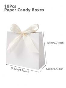 10 Stück weiße Kraftpapiertüten, weiß/gold/rote Schleifenband-Dekor Geschenktüten, Geburtstagsfest Geschenkverpackung, Hochzeitsgeschenkverpackung, Kosmetiktaschen, wiederverwendbare Geschenktüten für Geburtstag, Partys, Brautparty und Geschenke für Freunde, Geburtstagsfest-Gastgeschenke