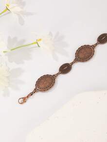 Retro Punk Metal Flower Waist Chain For Women, Vintage Waist Belt, Fashion Waist Decor Chain With Flower, Geometric Pattern, Boho Textured Zinc Alloy Summer Fall, Autumn, Halloween