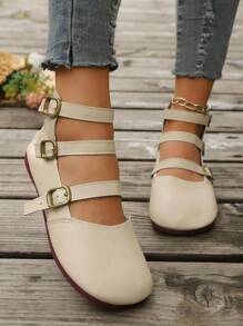Nuevos zapatos sin cordones suaves y elegantes, zapatos Mary Jane retro de punta redonda negros, nuevos cómodos zapatos planos con correa para la madre