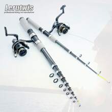 Vara de Pesca Marinha Telescópica de 1,8 m a 3,6 m, com Carretilha Opcional, Empunhadura de Cortiça Cinza, Multifuncional para Carpas, Portátil para Viagens, Equipamento de Pesca
