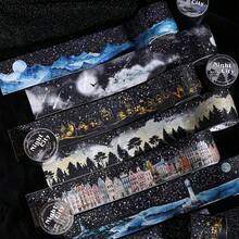 Tomato-jam Girl 1 卷 78.74 英寸（200 厘米）星夜风景系列银色烫印激光贴纸卷切割装饰手账 DIY 拼贴卡片材料美学剪贴簿办公室和学校用品、学校用品、返校 - 查看 12