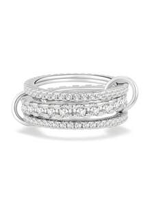 1 Set de Anillos de Mujer Chapados en Cobre con Circonita Artificial, Anillos Apilables Dorados Que no se Desvanecen, Mejor Joyería Decorativa para Señoras