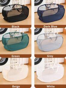 1pc New Foldable Laundry Basket, Large Capacity Storage Laundry Basket, Bathroom Storage Basket. Durable Collapsible Laundry Baskets, Mesh Pop Up Laundry Hamper With Side Pocket, Laundry Hamper, Washing Basket Bathroom Organizer, Basket, Storage Basket, Foldable Laundry Basket