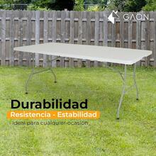 Mesa Plegable de Plastico  1.80 Metros Portatil para Jardin Interior y Exterior (180.) - Blanco - Ver 5