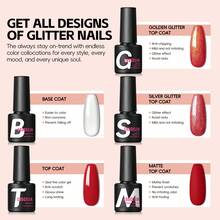 COSCELIA 40Pcs Gel Nail Polish Set 35 Colors Red Pink Green Purple Glitter Soak Off UV LED With 5Pcs Base And Top Coat Gold Silver Glitter Matte Glossy DIY Home Gift For Women Summer Vacation - Seasonal Flowers - 查看 6