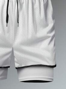 1 pieza Pantalones cortos de verano para hombre, transpirables y de secado rápido, shorts informales elásticos para fitness y running con estampado de letras