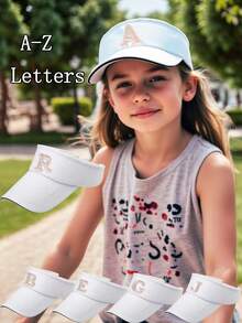 1 pieza Gorra de béisbol con bordado de letra para niños Letra A-Z Gorra de béisbol negra para niños y niñas Gorras visera de equipo deportivo Gorras con hebilla ajustable 8-16 años - Blanco - Ver 2