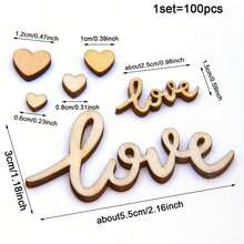 1/2 Packs, 100pcs/200pcs Wooden Love Confetti And Hearts Mixed Natural Rustic Wedding Table Decorations DIY Cutouts Crafts