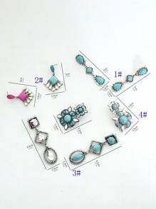 1 par de pendientes con colgante geométrico de colores múltiples con estilo vintage europeo para mujeres