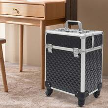 YUNRUX Professional Makeup Case, Multifunctional Cosmetic Trolley, Large Storage Case For Nails - 黑色 - 查看 10