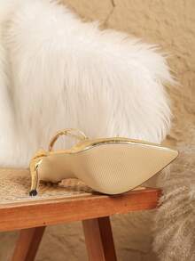 性感、时尚、优雅、百搭的女士尖头细高跟鞋，适合日常场合和派对 - 金色 - 查看 4