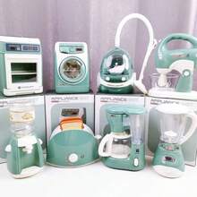 儿童厨房电器玩具套装，逼真的家用烹饪玩具适合 3 岁以上儿童，包括榨汁机、咖啡机、洗衣机、吸尘器、面包机、搅拌机、烤箱、饮水机，是送给男孩和女孩的绝佳礼物
