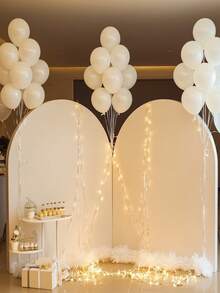 1 件，浅蓝色/紫色/白色/粉色/米色/红色/黑色，7.2 英尺/6.6 英尺/6 英尺/5 英尺婚礼拱门罩圆顶拱门罩背景面料氨纶拱门背景罩拱门面板高级弹力面料，非常适合家庭晚餐婚礼 - 米色 - 查看 6