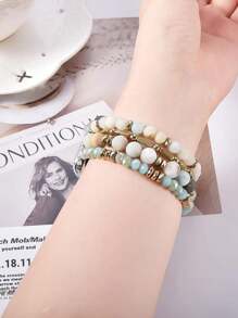 Beaded Boho Bracelet Compatible With Apple Watch Band 40mm/38mm/41mm Series 9 8 7 SE Series 6/5/4 Women Fashion Cute Handmade Crystal Beads Stretchy Watch Strap Compatible With Apple Watch Bands Series 3/2/1